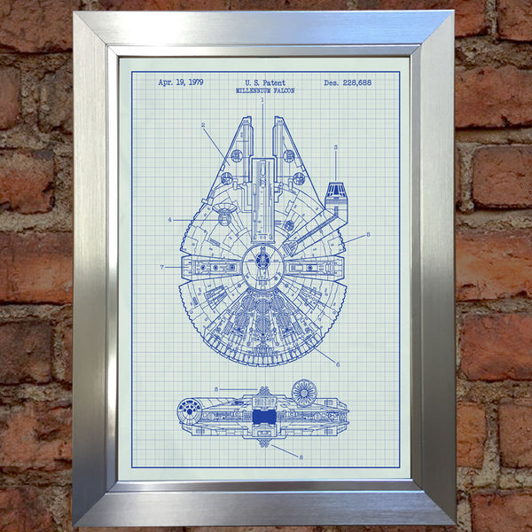 Star Wars Millennium Falcon Blueprint RARE Reprint Vintage Wall Art Print #21