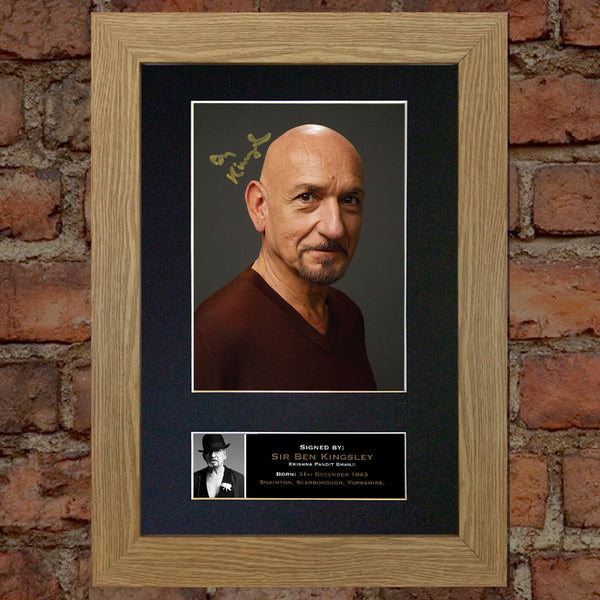 BEN KINGSLEY Mounted Signed Photo Reproduction Autograph Print A4 341