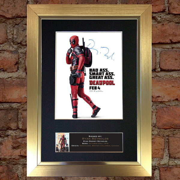 DEADPOOL Ryan Reynolds Signed Autograph Mounted Photo Reproduction Print A4 #612