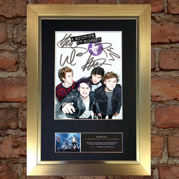 5 SECONDS OF SUMMER Autograph Mounted Signed Photo RE-PRINT Print A4 525