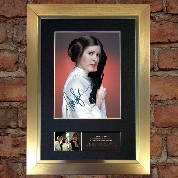 CARRIE FISHER Princess Leia Star Wars Signed Autograph Mounted PRINT A4 540