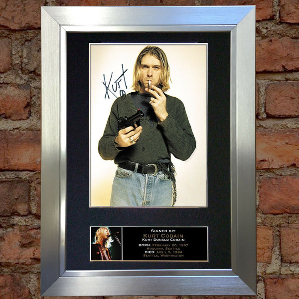 KURT COBAIN Mounted Signed Photo Reproduction Autograph Print A4 76