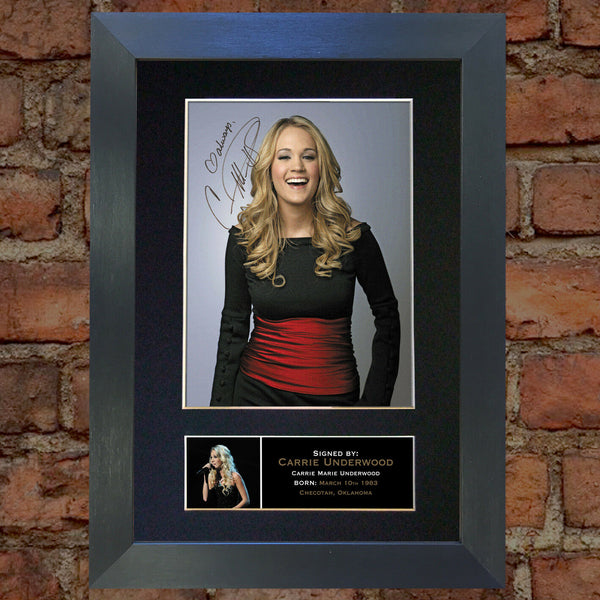 CARRIE UNDERWOOD Autograph Mounted Photo Reproduction QUALITY PRINT A4 260