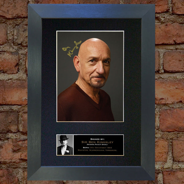 BEN KINGSLEY Mounted Signed Photo Reproduction Autograph Print A4 341