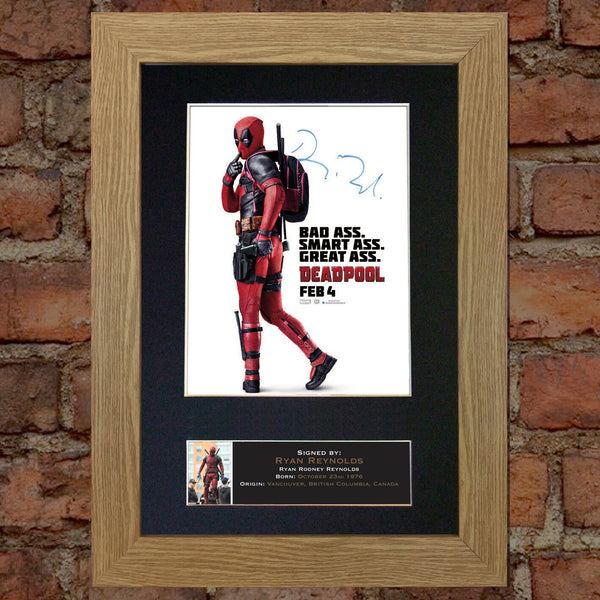 DEADPOOL Ryan Reynolds Signed Autograph Mounted Photo Reproduction Print A4 #612