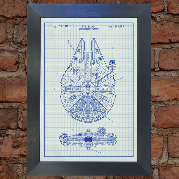 Star Wars Millennium Falcon Blueprint RARE Reprint Vintage Wall Art Print #21