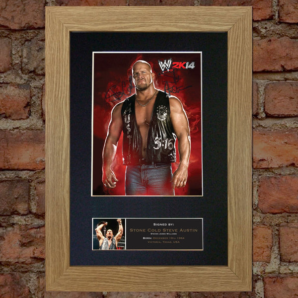 STONE COLD STEVE AUSTIN WWE Signed Autograph Mounted Photo Repro A4 Print 500