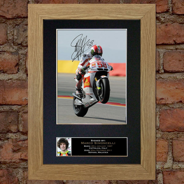 MARCO SIMONCELLI Mounted Signed Photo Reproduction Autograph Print A4 35