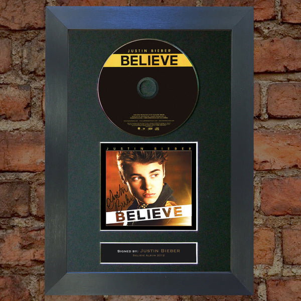 JUSTIN BIEBER Believe Album Signed CD COVER MOUNTED A4 Autograph Print 14