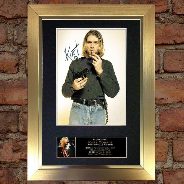 KURT COBAIN Mounted Signed Photo Reproduction Autograph Print A4 76