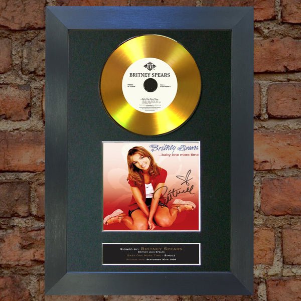 #139 GOLD DISC BRITNEY SPEARS One More Time Signed Autograph Mounted Repro A4