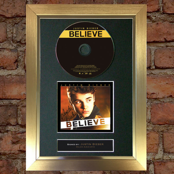JUSTIN BIEBER Believe Album Signed CD COVER MOUNTED A4 Autograph Print 14