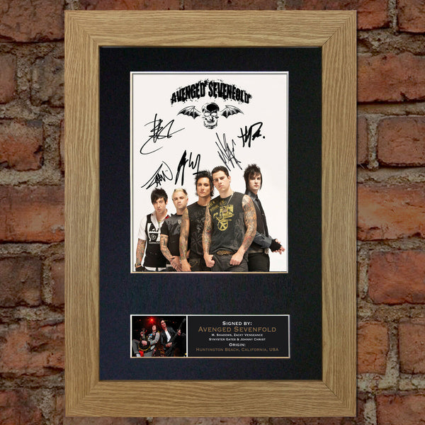 AVENGED SEVENFOLD Mounted Signed Photo Reproduction Autograph Print A4 120