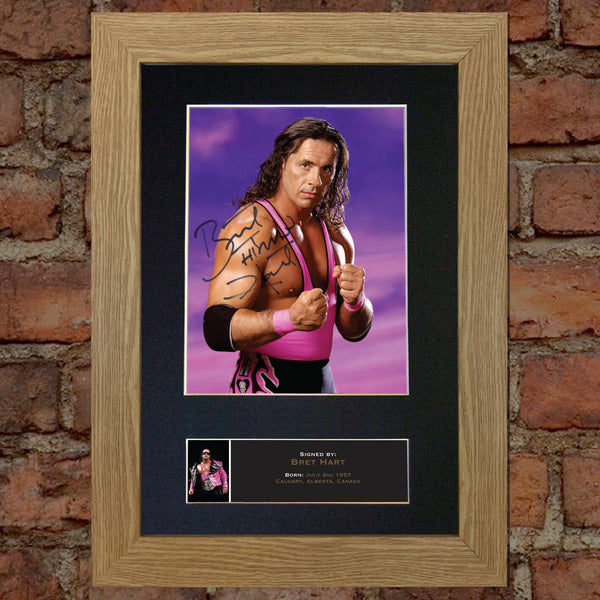 BRET The Hitman HART WWE Quality Autograph Mounted Photo Repro Print A4 544