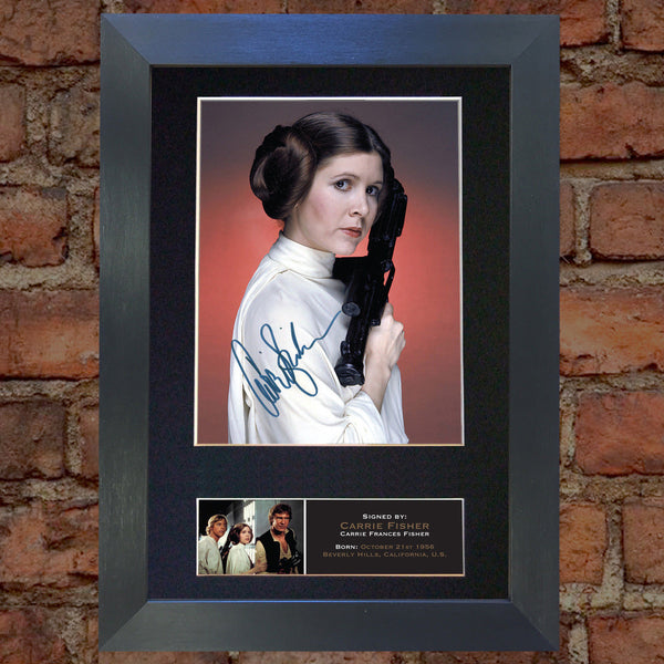 CARRIE FISHER Princess Leia Star Wars Signed Autograph Mounted PRINT A4 540