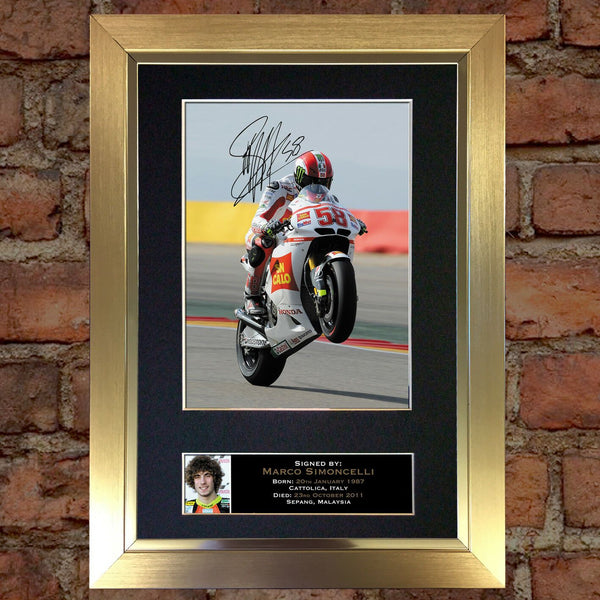 MARCO SIMONCELLI Mounted Signed Photo Reproduction Autograph Print A4 35