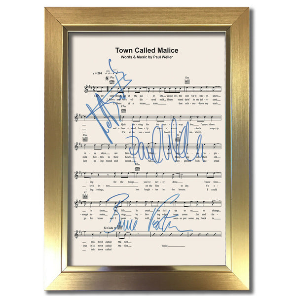 The Jam Town Called Malice Signed Music Sheet Album Autograph Print #807