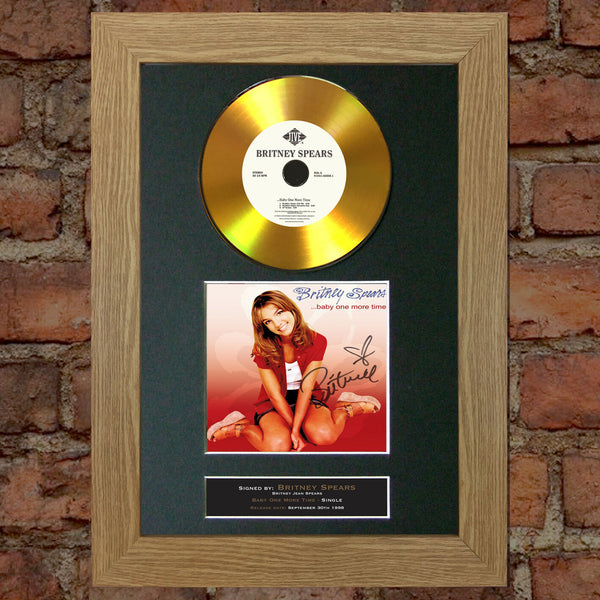 #139 GOLD DISC BRITNEY SPEARS One More Time Signed Autograph Mounted Repro A4