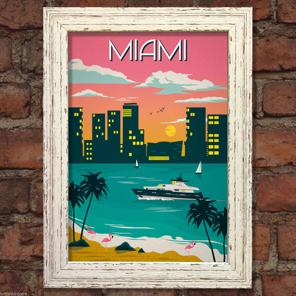 MIAMI BEACH #2 VINTAGE RETRO TRAVEL Poster Nostalgic Home Print Wall Decor #55