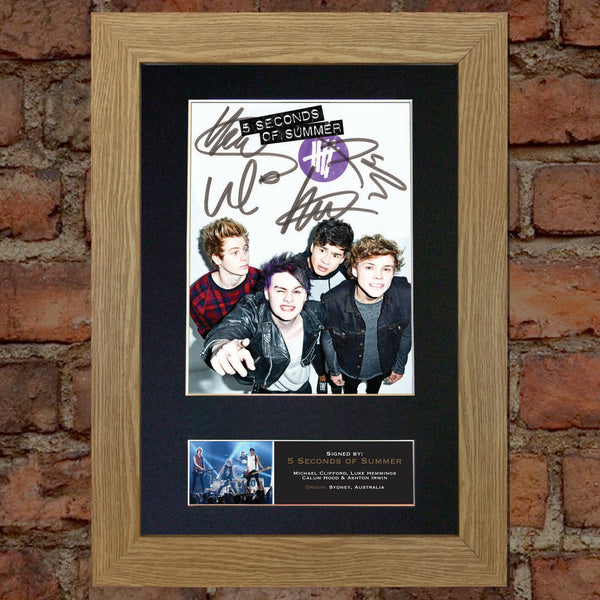 5 SECONDS OF SUMMER Autograph Mounted Signed Photo RE-PRINT Print A4 525