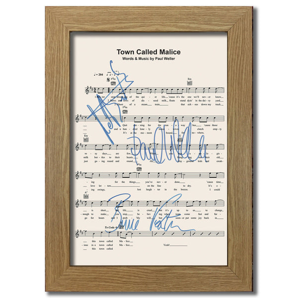 The Jam Town Called Malice Signed Music Sheet Album Autograph Print #807