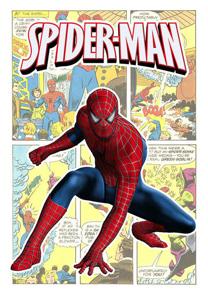 SPIDERMAN Superhero Print Wall Comic Art Black / Silver / Gold Frame Poster #714