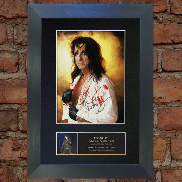 ALICE COOPER Mounted Signed Photo Reproduction Autograph Print A4 64