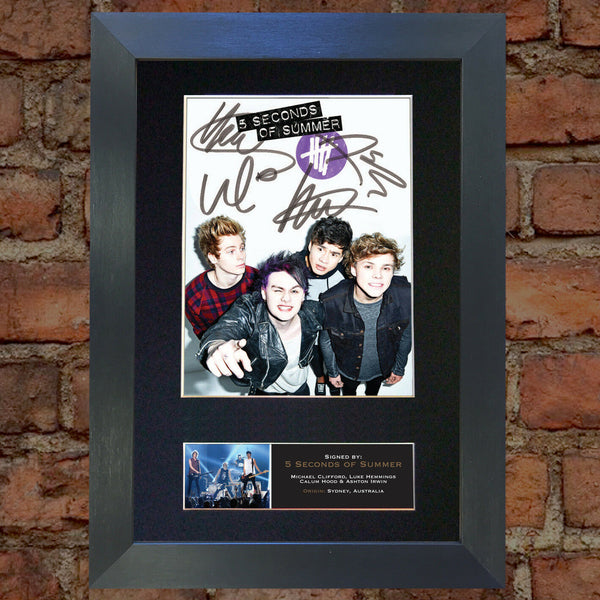 5 SECONDS OF SUMMER Autograph Mounted Signed Photo RE-PRINT Print A4 525