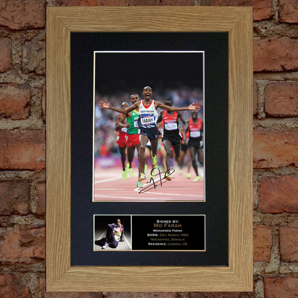 MO FARAH Mounted Signed Photo Reproduction Autograph Print A4 273