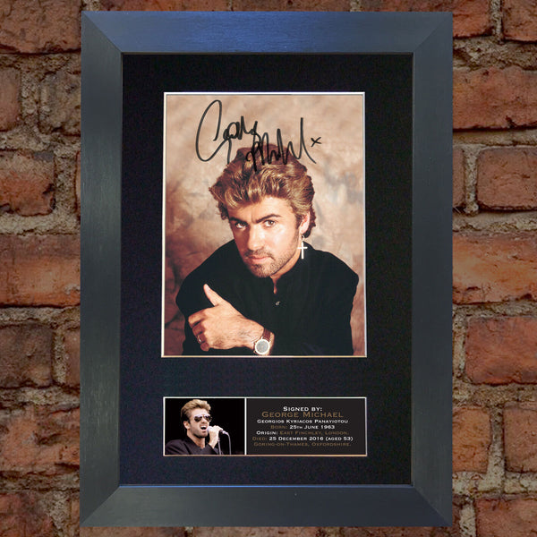 #2 GEORGE MICHAEL Memorial Signed Autograph Mounted Photo Repro PRINT A4 651