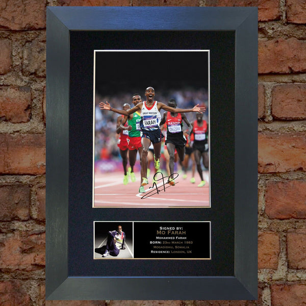 MO FARAH Mounted Signed Photo Reproduction Autograph Print A4 273