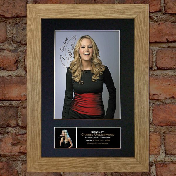 CARRIE UNDERWOOD Autograph Mounted Photo Reproduction QUALITY PRINT A4 260