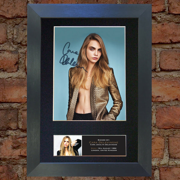 CARA DELEVINGNE Signed Autograph Mounted Photo Reproduction Print A4 532