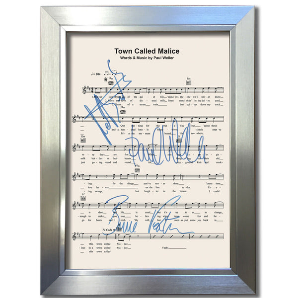 The Jam Town Called Malice Signed Music Sheet Album Autograph Print #807