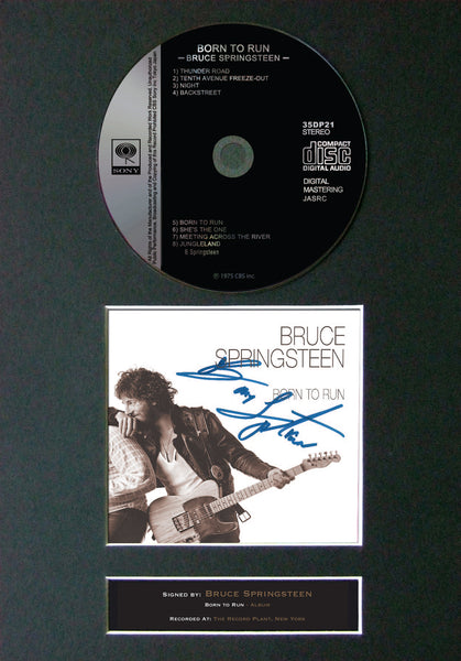 BRUCE SPRINGSTEEN Born to Run Album Signed CD DISC MOUNTED A4 Autograph RePro 42