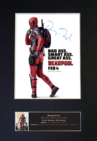 DEADPOOL Ryan Reynolds Signed Autograph Mounted Photo Reproduction Print A4 #612