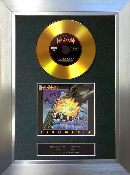 # Def Leppard - Pyromania GOLD DISC Album Signed Autograph Mounted Repro