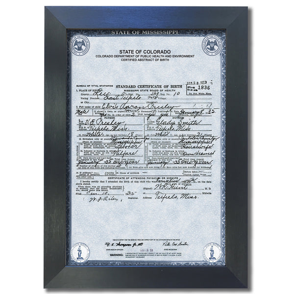 ELVIS PRESLEY Birth Certificate Signed By Both Parents TOP QUALITY Free Post 811