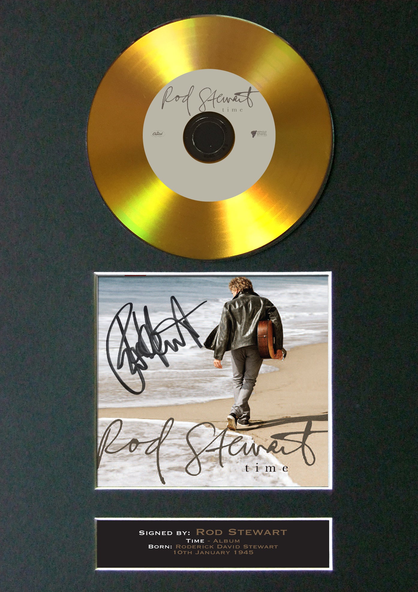 #88 Rod Stewart - Time GOLD DISC Cd Album Signed Autograph Mounted Print