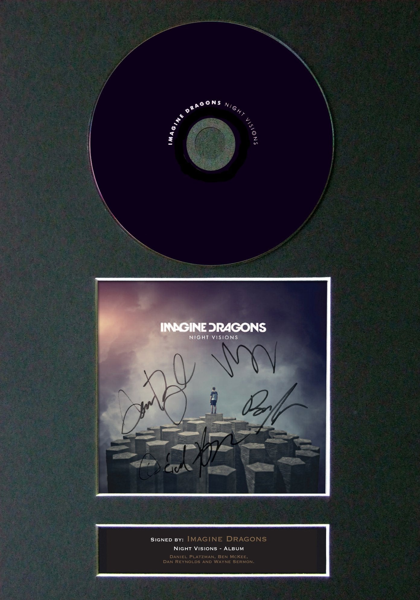 IMAGINE DRAGONS Night Visions Signed CD COVER MOUNTED A4 Autograph Print 19