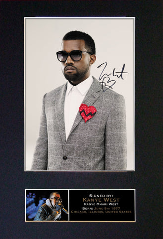 KANYE WEST Mounted Signed Photo Reproduction Autograph Print A4 170