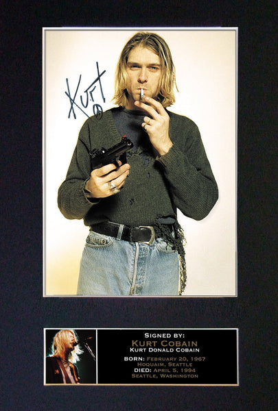 KURT COBAIN Mounted Signed Photo Reproduction Autograph Print A4 76