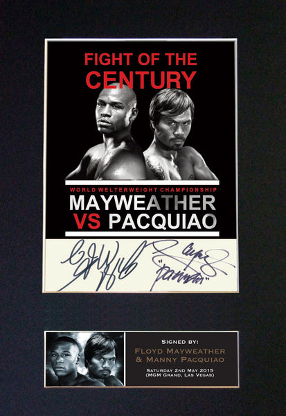 Manny Pacquiao & Floyd Mayweather Autograph Mounted Signed Photo PRINT A4 563