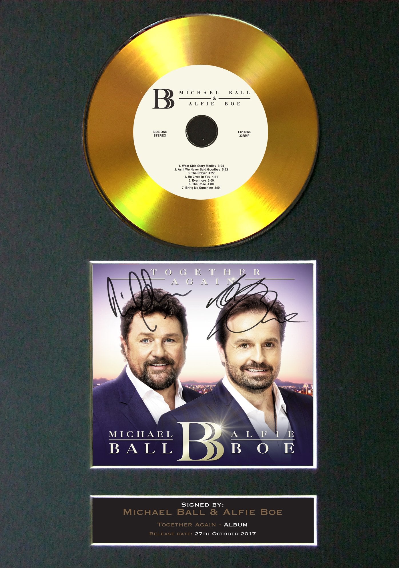 Michael Ball & Alfie Boe - Together Again GOLD DISC Album Signed Autograph Mounted Repro