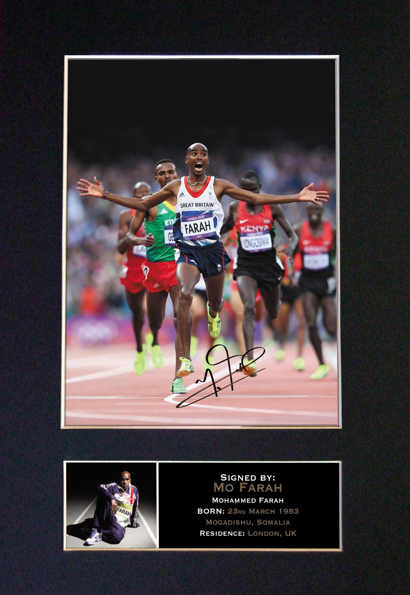 MO FARAH Mounted Signed Photo Reproduction Autograph Print A4 273