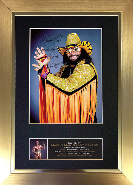 Macho Randy Savage Signed Autograph Quality Mounted Photo Repro A4 Print 638