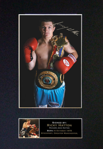 RICKY HATTON Mounted Signed Photo Reproduction Autograph Print A4 52