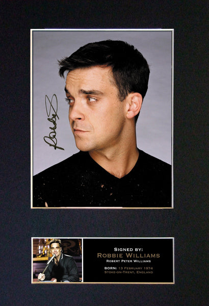 ROBBIE WILLIAMS Mounted Signed Photo Reproduction Autograph Print A4 71