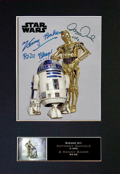 Star Wars Anthony Daniels & Kenny Baker C-3PO R2-D2 Signed Printed Autograph 844