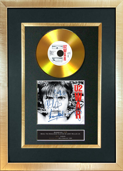 #166 U2 - War GOLD DISC Album Signed Autograph Mounted Repro